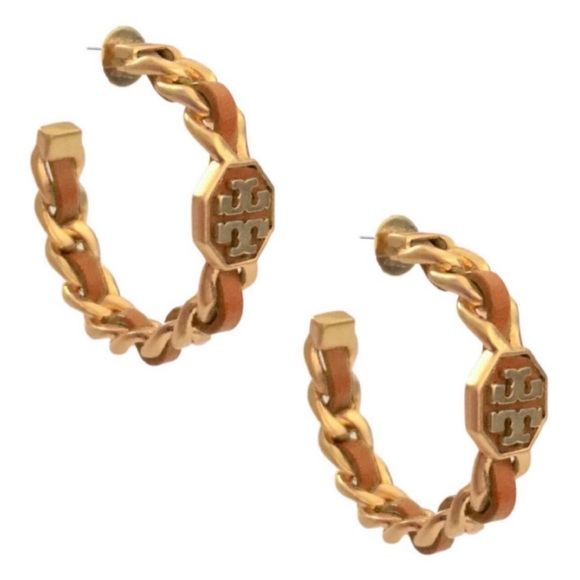 BNWT Tory Burch Marion Woven Chain Hoop Earrings - Picture 3 of 4